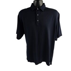 FJ FootJoy Golf Polo Shirt Mens Large Navy Blue Short Sleeve Casual‎ Athletic